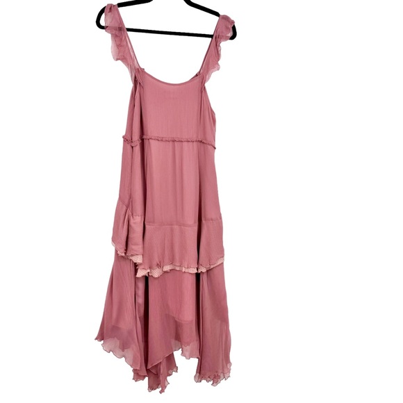 Anthropologie Moulinette Soeurs Reagan Silk Ruffled Dress Pink Size 6 Petite - Picture 7 of 10